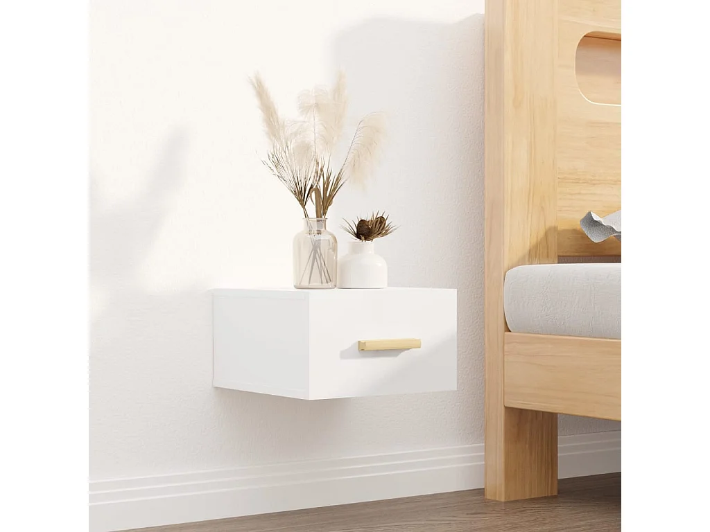 Cody  Table de chevet murale blanc brillant 35x35x20 cm