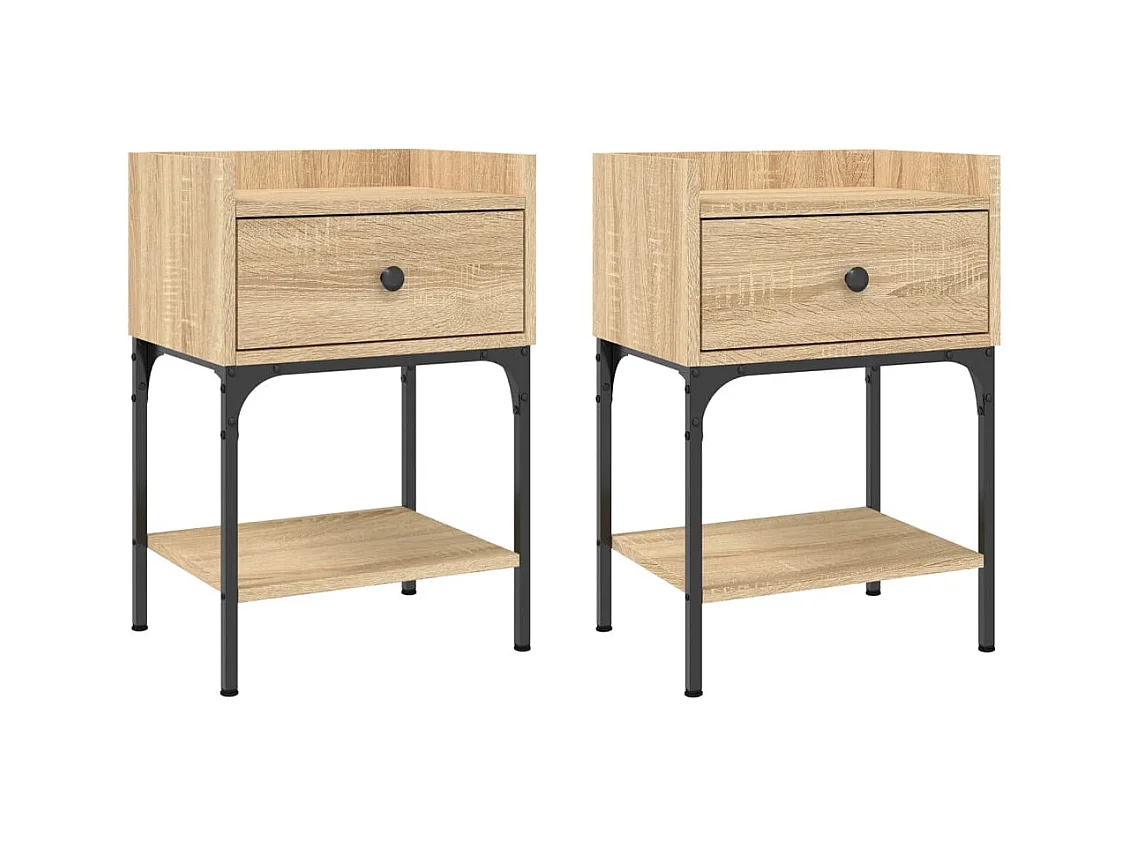 Charlie  Nachtkastjes 2 st 40,5x31x60 cm bewerkt hout sonoma eikenkleur