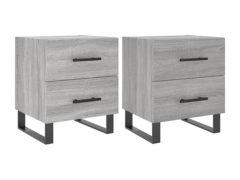 Cennet  Nachtkastjes 2 st 40x35x47,5 cm bewerkt hout grijs sonoma eiken