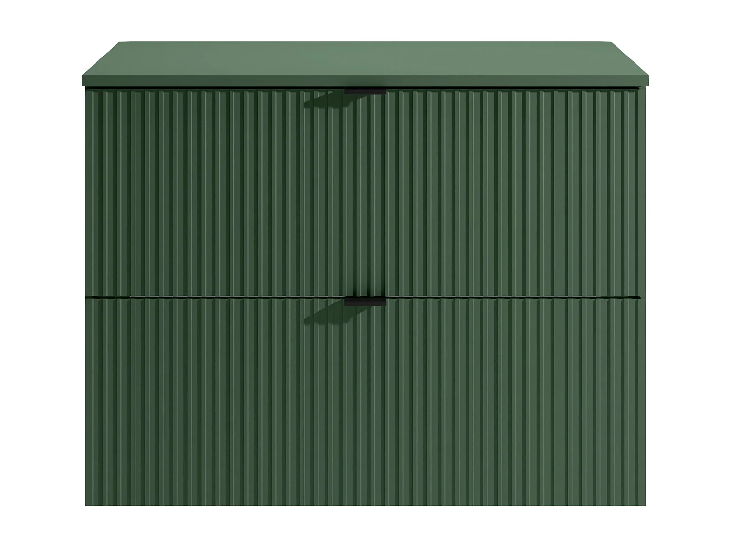 Vegghengt stripet vask-underskap med benkeplate - Matt grønn - 80 cm - ZEVINI