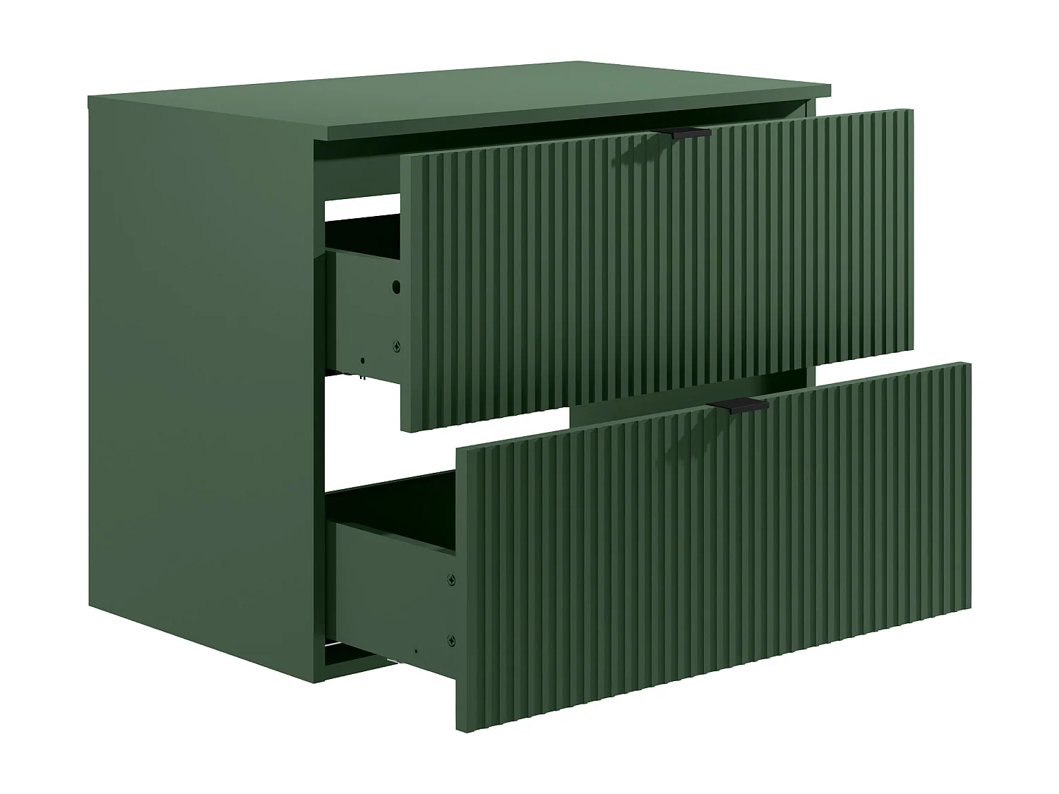 Vegghengt stripet vask-underskap med benkeplate - Matt grønn - 80 cm - ZEVINI