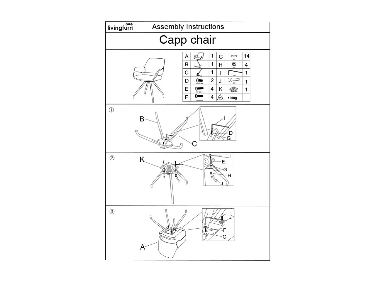 Eetkamerstoel Capp Beige Lodge Set van 2 - 61x61x88cm