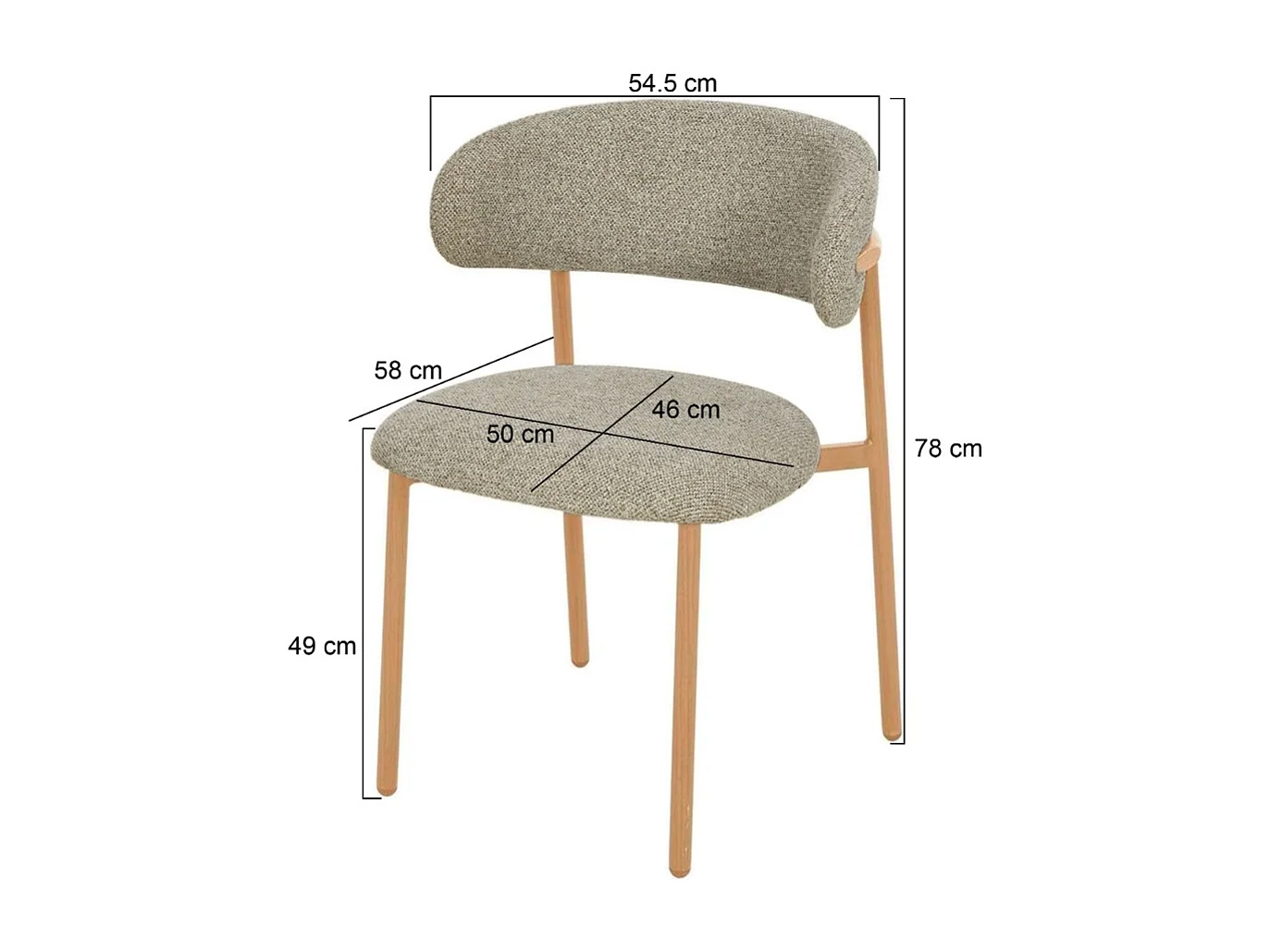 Eetkamerstoel Micah Hush Oak Set van 2 - 58x54.4x78cm