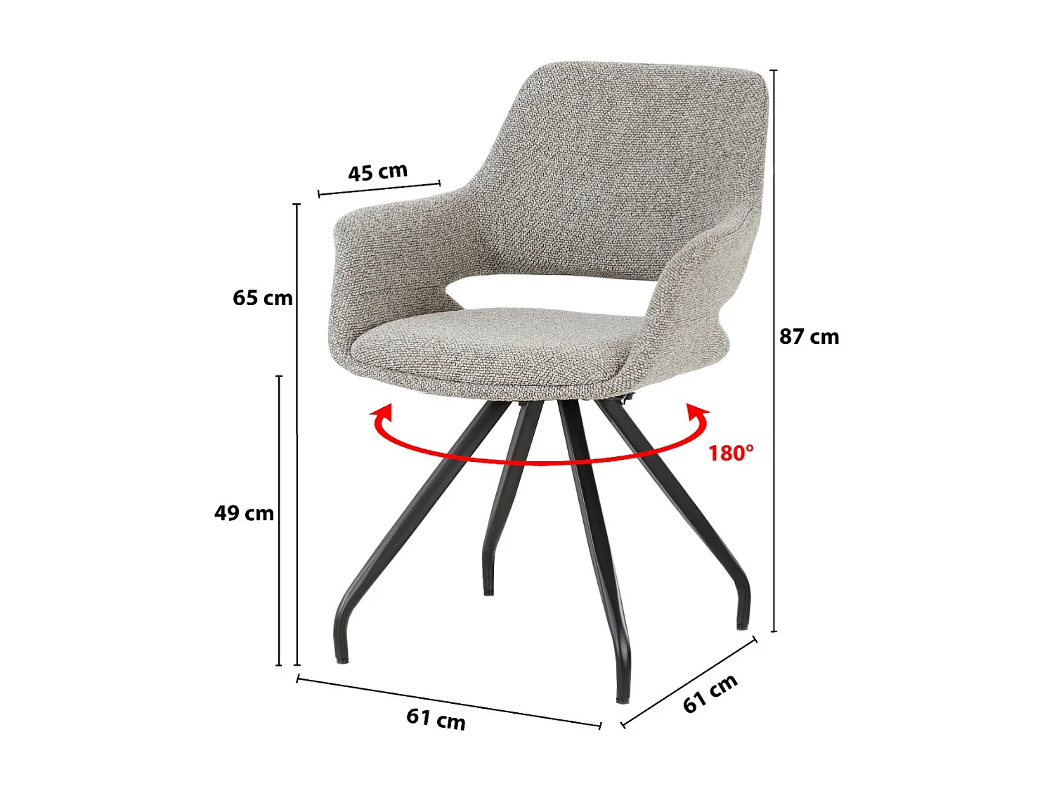Eetkamerstoel Capp Taupe Set van 2 - 61x61x88cm