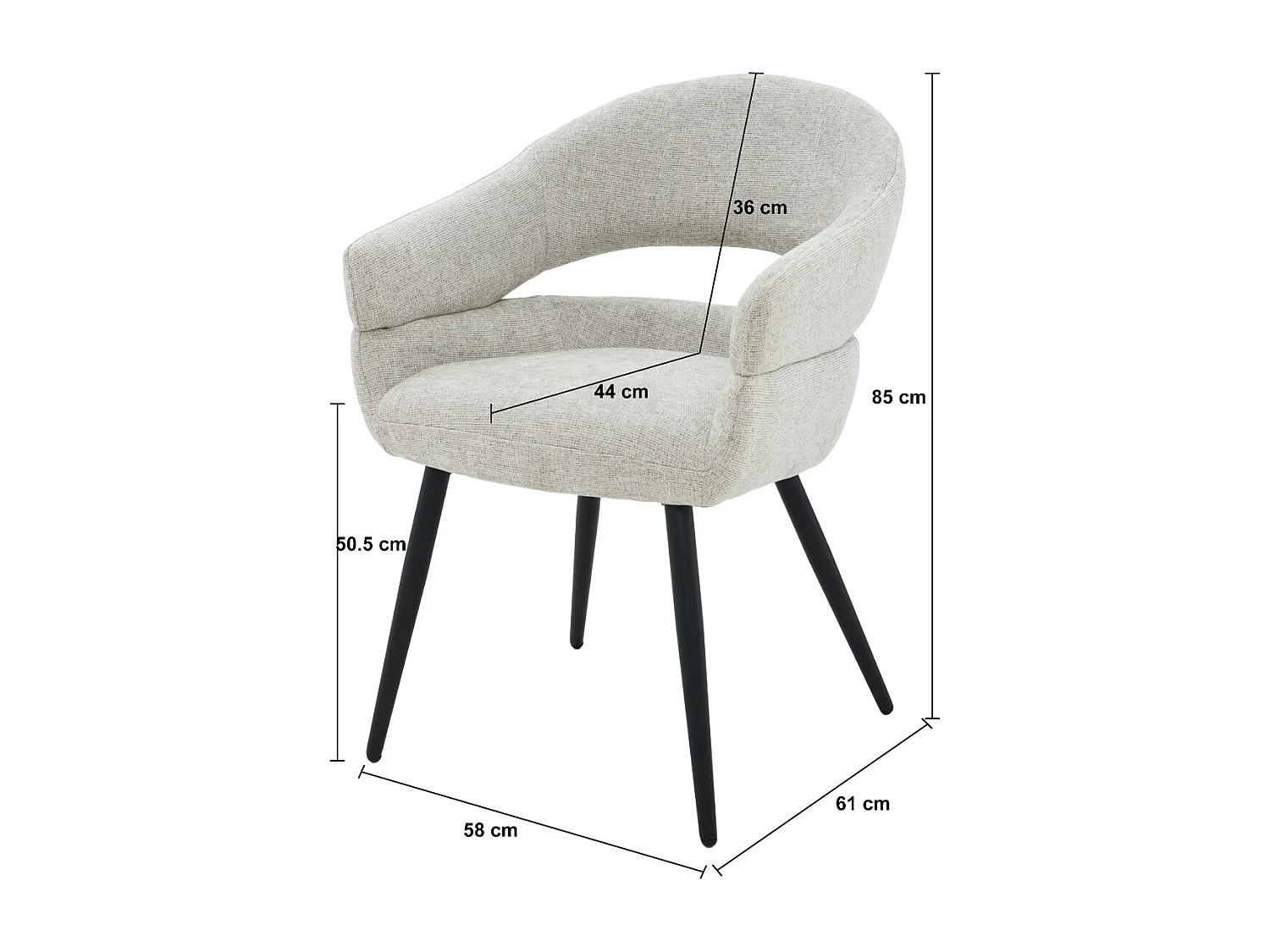 Eetkamerstoel Megan Toffee Set van 2 - 62x58x85cm