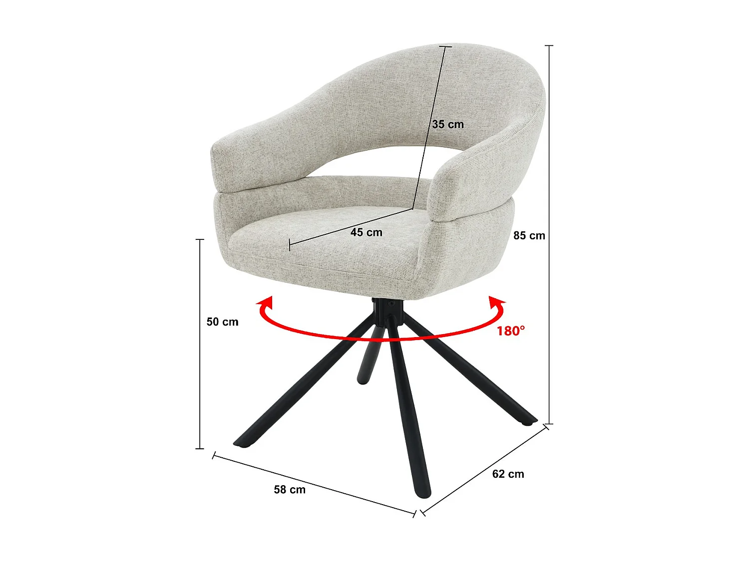 Eetkamerstoel Linn Toffee Set van 2 - 62x58x85cm