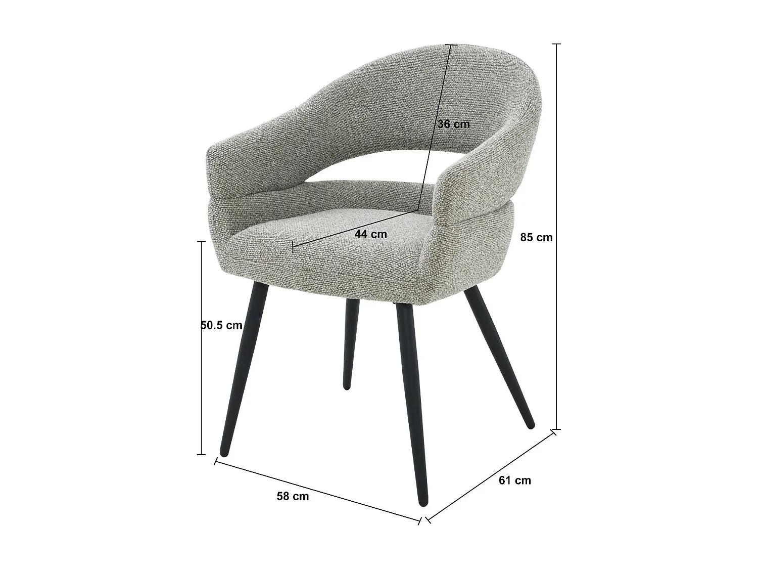 Eetkamerstoel Megan Taupe Set van 2 - 62x58x85cm