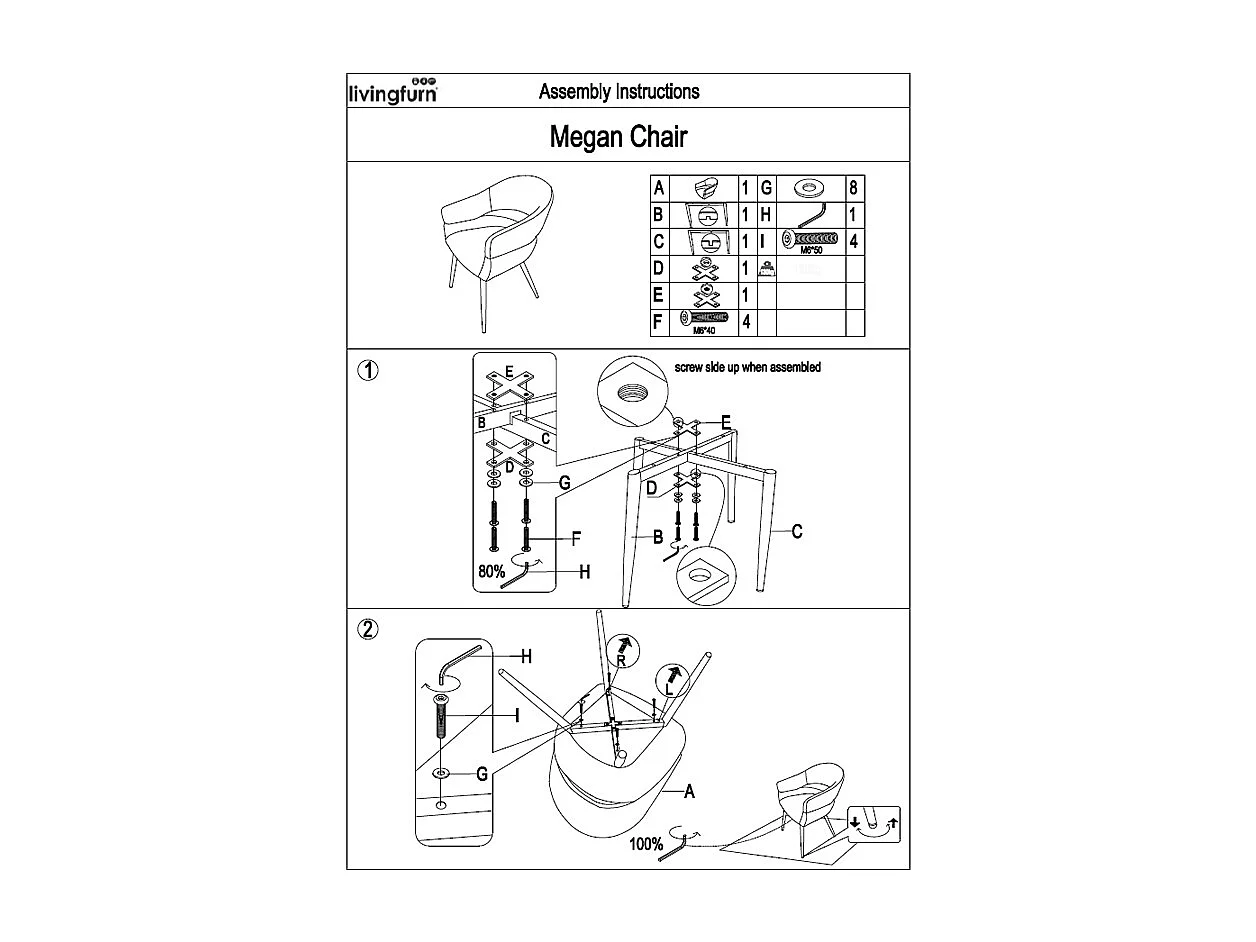 Eetkamerstoel Megan Taupe Set van 2 - 62x58x85cm