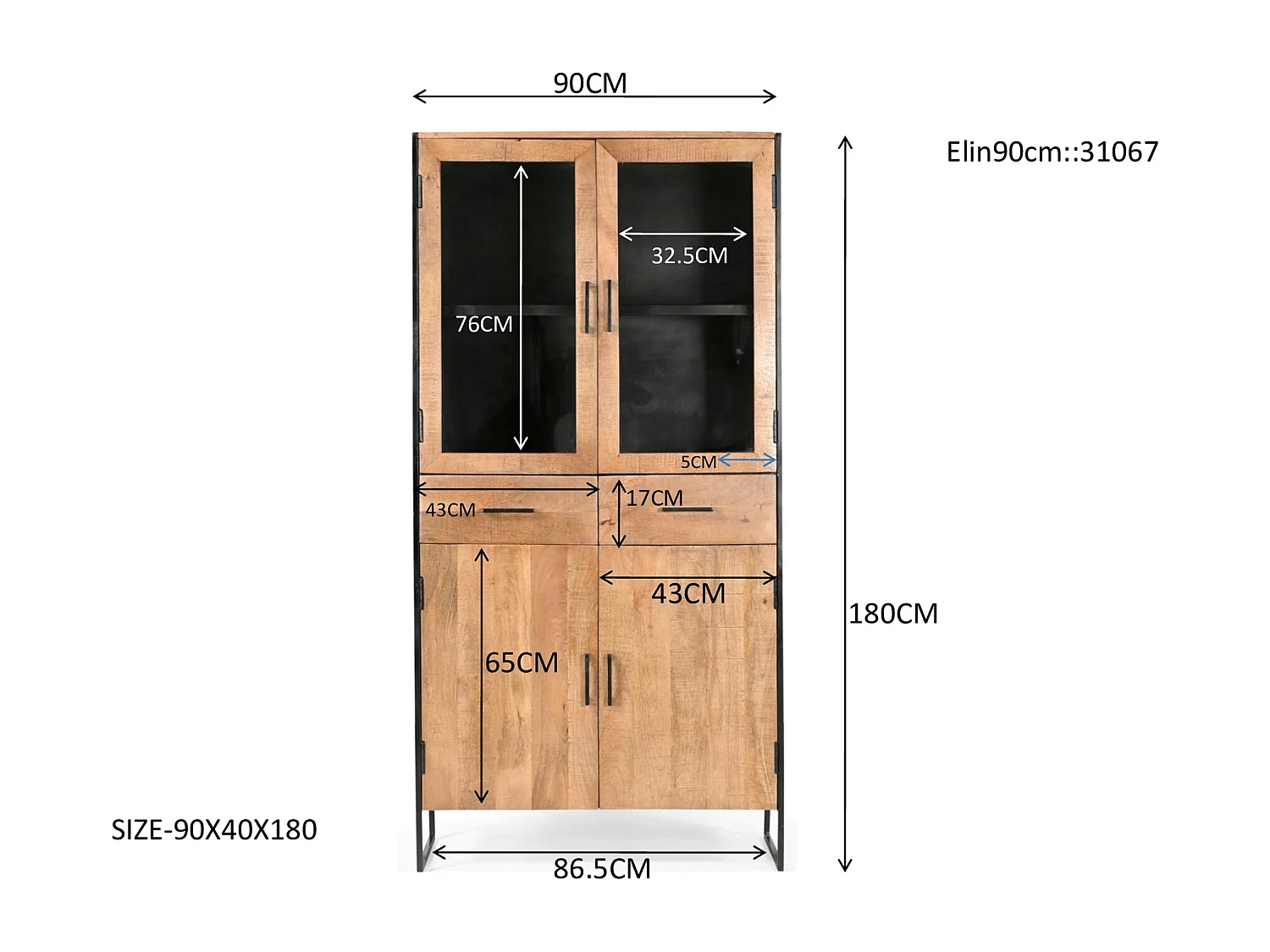 Kabinetkast Elin - 90x40x180cm