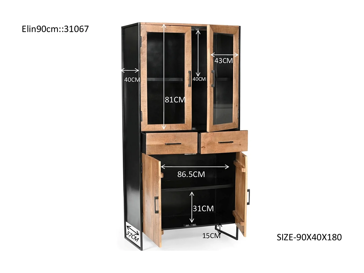 Kabinetkast Elin - 90x40x180cm