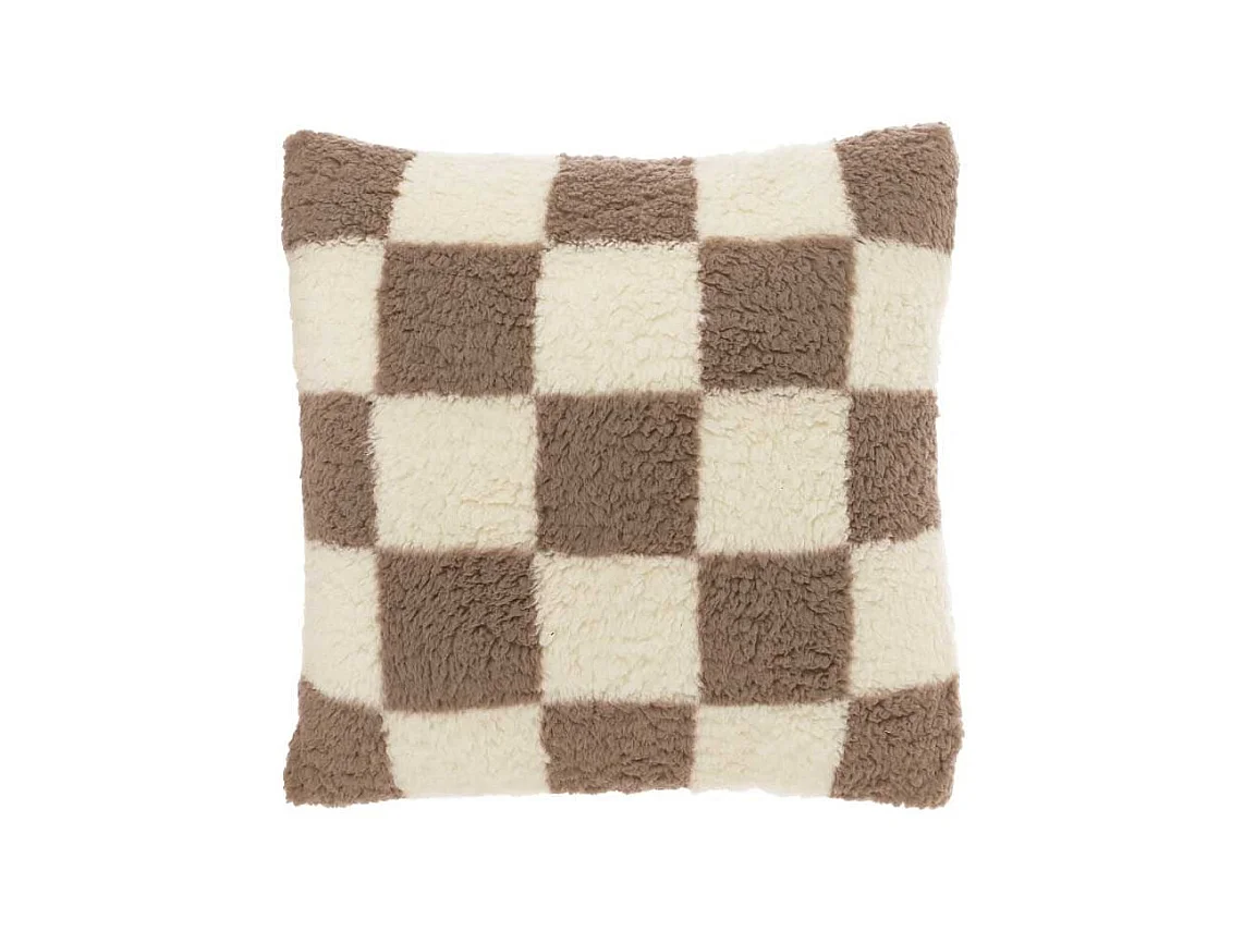 Coussin décoratif Carreaux Taupe -53x53cm