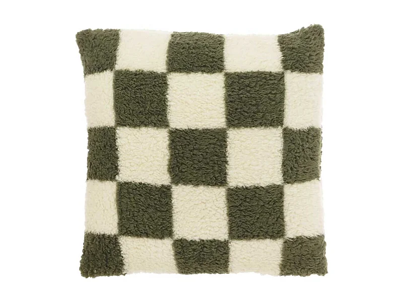 Coussin décoratif à carreaux vert hiver - 53x53cm