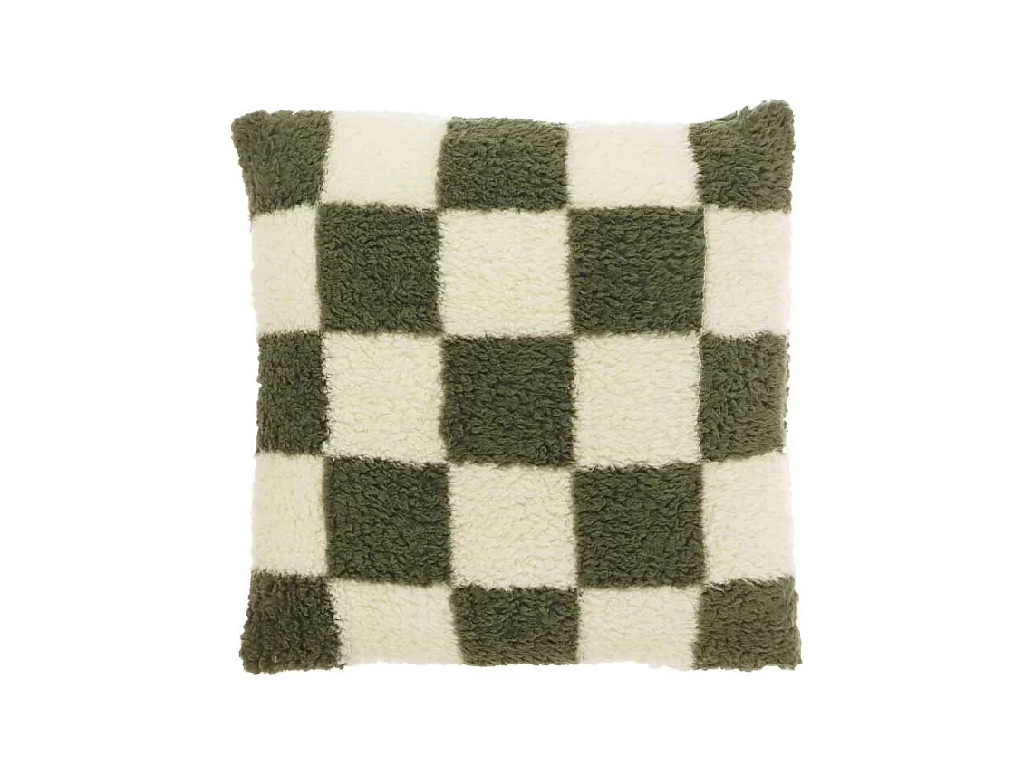 Coussin décoratif à carreaux vert hiver - 53x53cm
