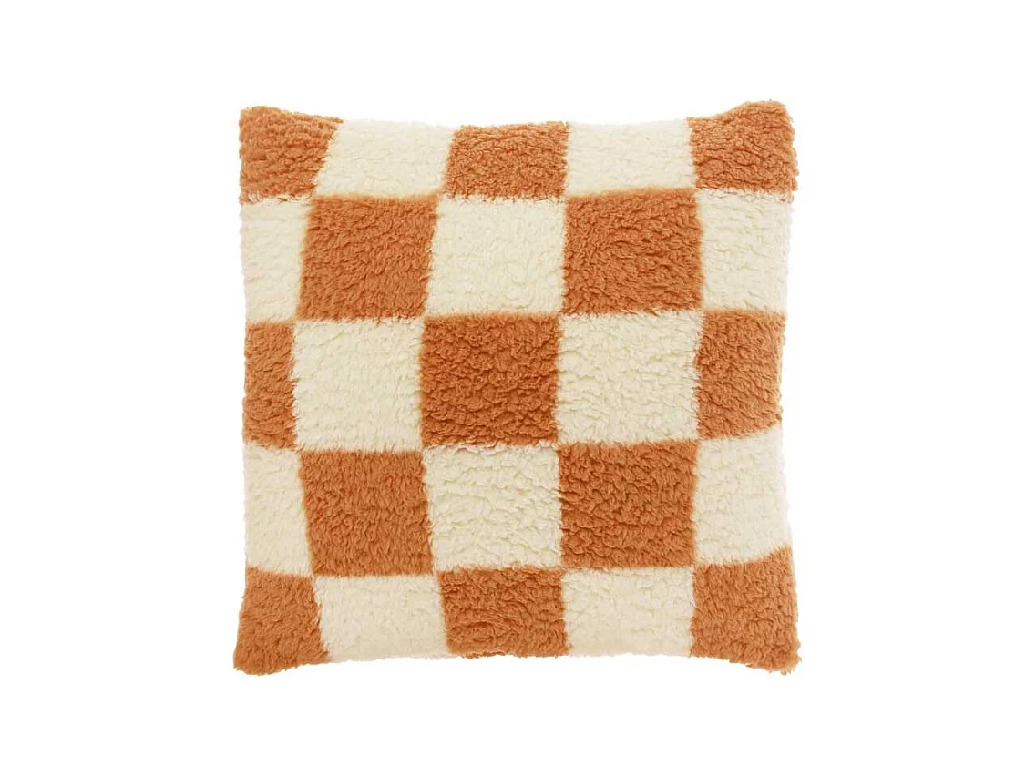 Coussin décoratif Carreaux Blanc Colombe / Grès - 53x53cm