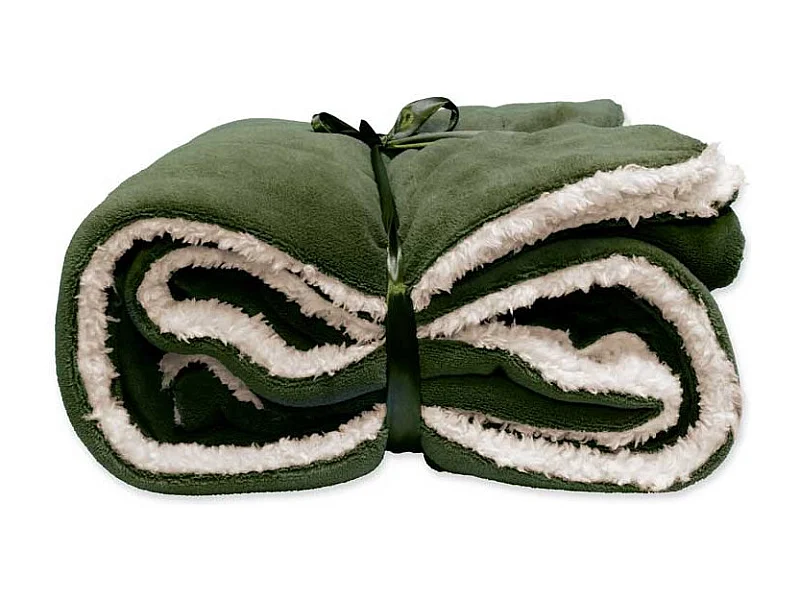 Lars Coral Fleece/Wildleder Plaid 150x200cm Wintergrün