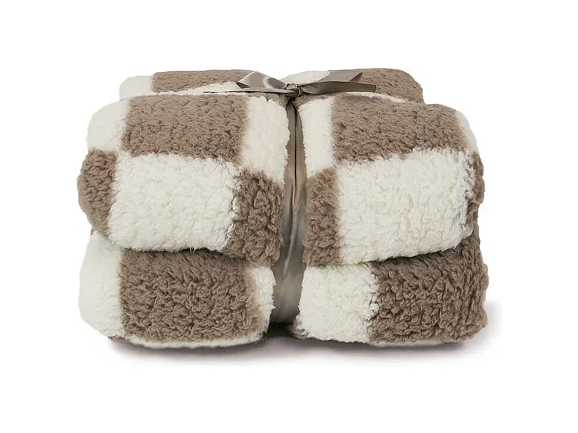 Plaid à carreaux taupe - 150x200cm