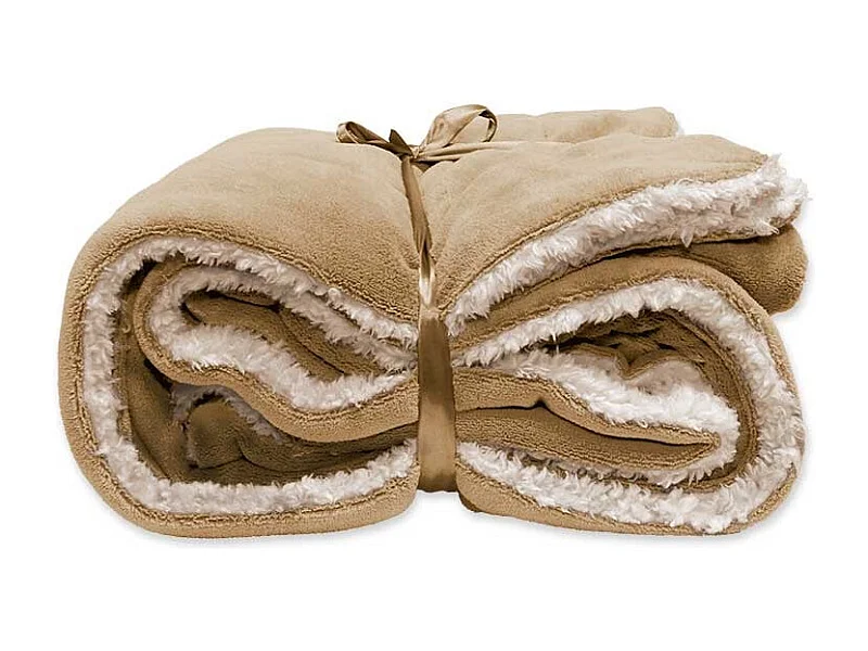 Plaid polaire/daim Lars Coral 150x200cm Miel