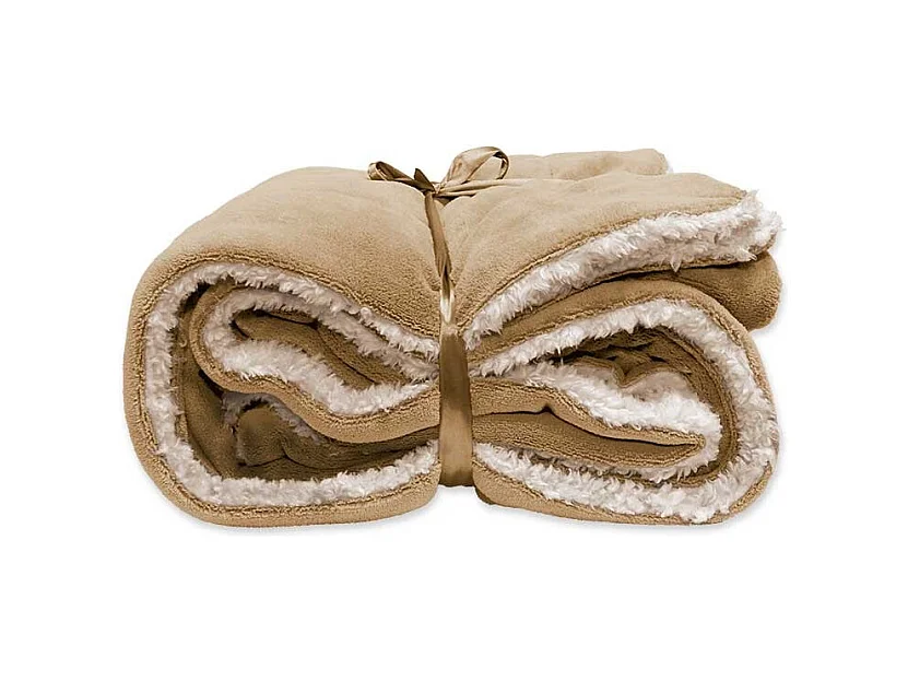 Plaid polaire/daim Lars Coral 150x200cm Miel