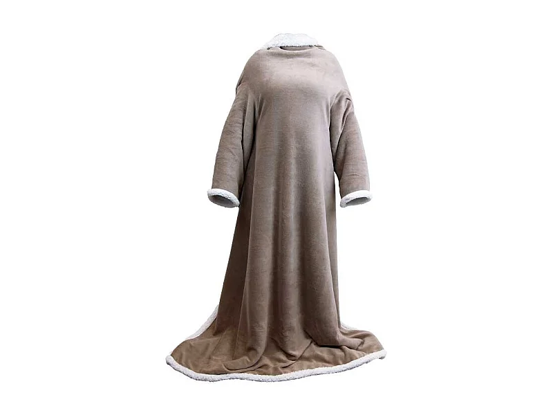 Manta Lars con mangas color topo - 140x180cm