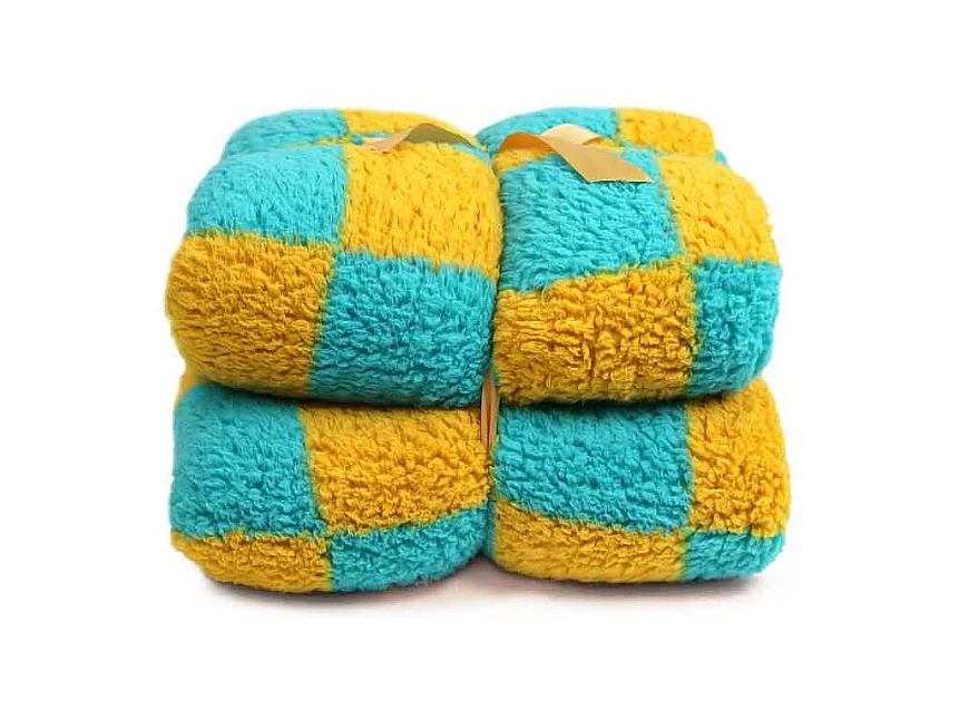 Plaid à carreaux jaune/bleu - 150x200cm