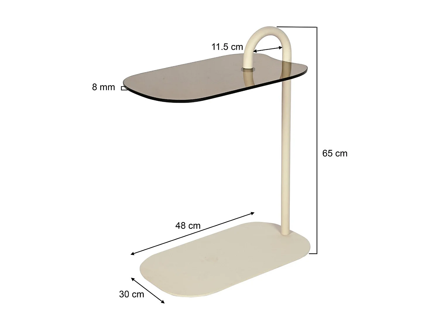 Bijzettafel Amy Beige - 48x30x65cm