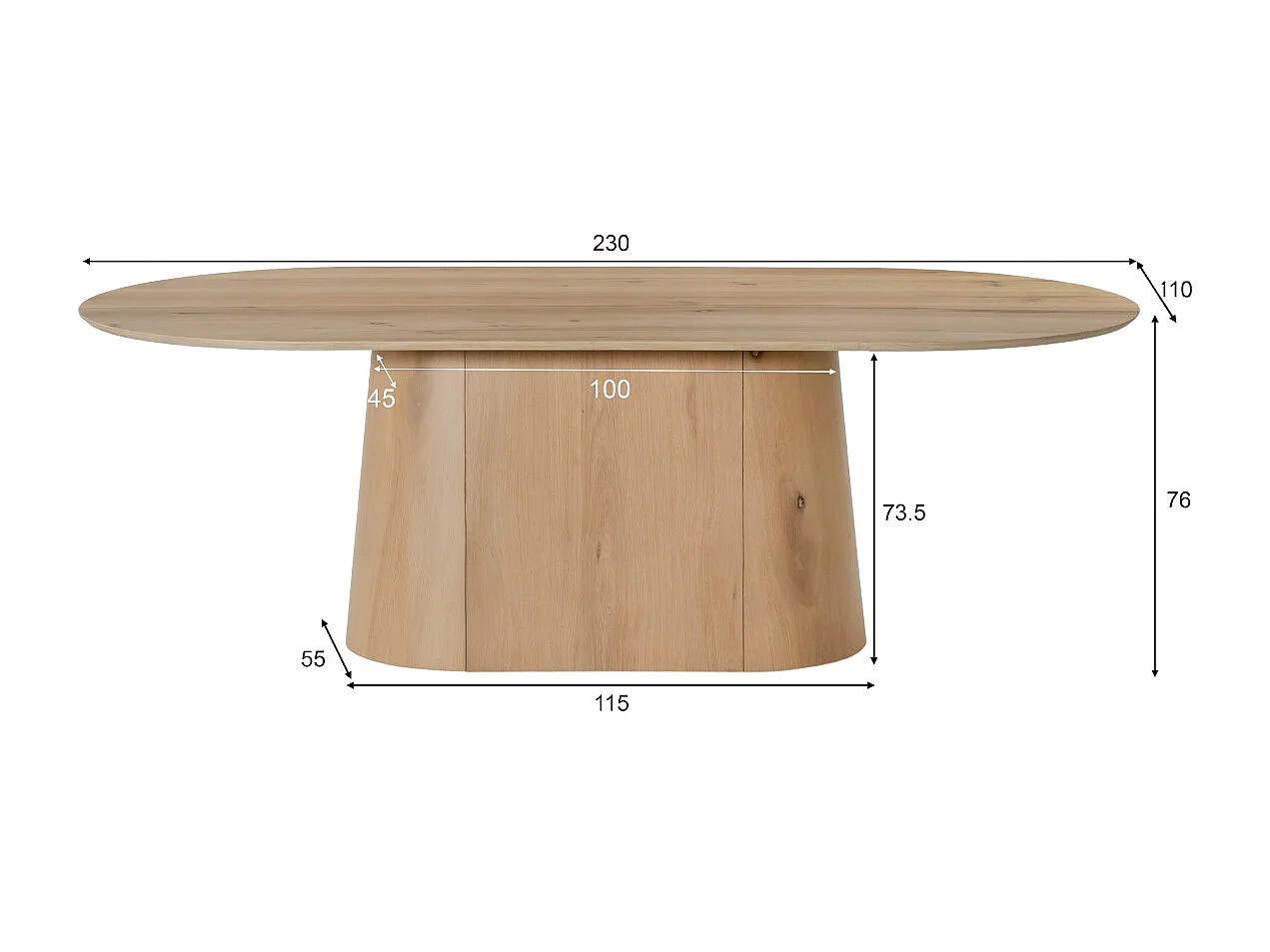 Eetkamertafel Novero - 110x230x76cm