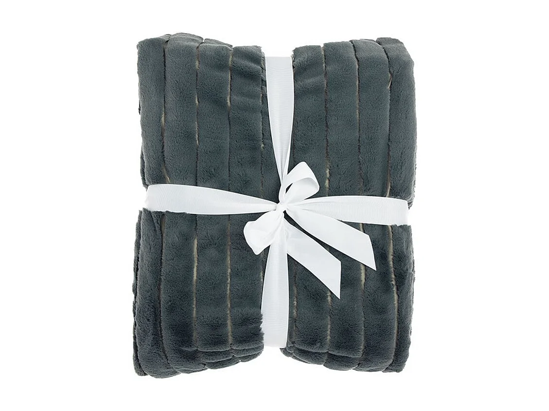 Couvre-lit côtelé gris foncé - 260x240cm