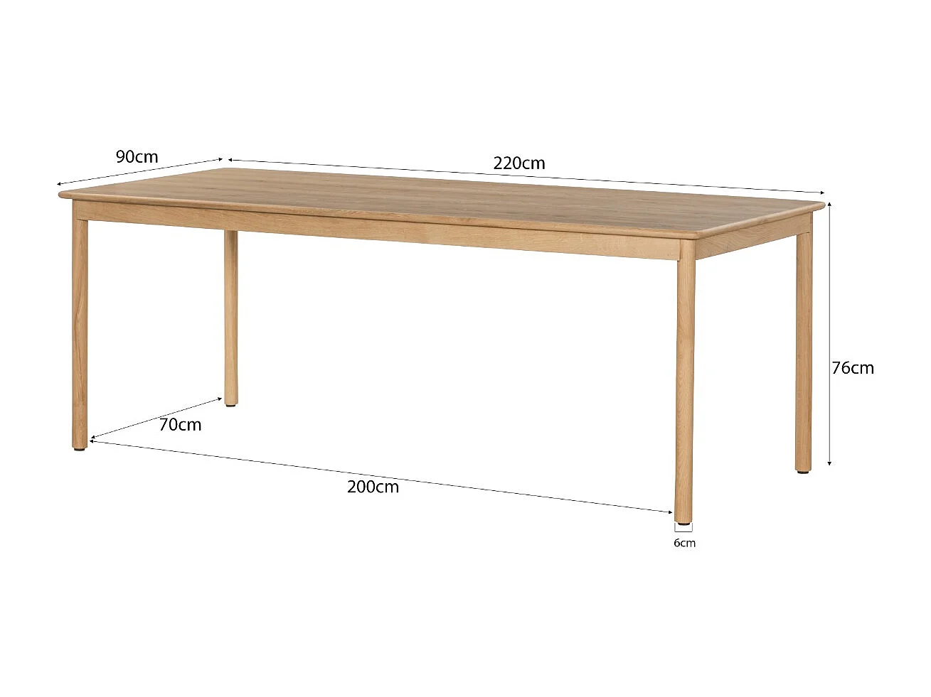 Eetkamertafel Tobago - 90x220x76cm