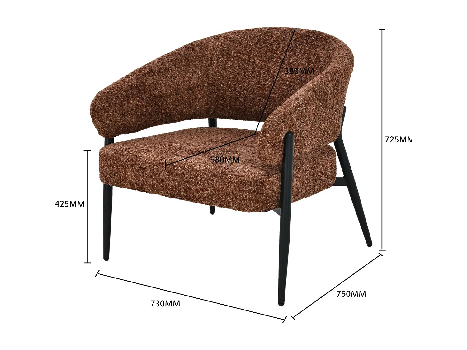 Fauteuil Dilan Venga Hazel - 72.5x73x75cm