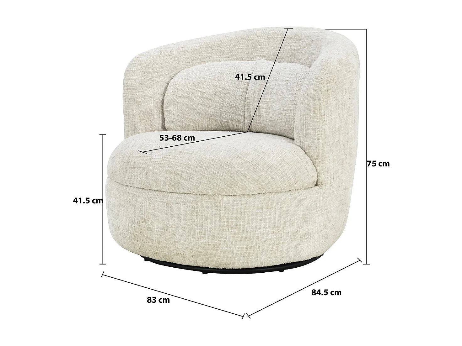 Fauteuil Britt Cream - 85x84x76cm