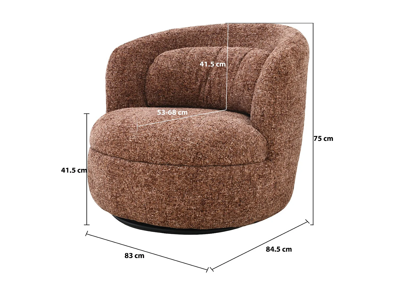 Fauteuil Britt Bordeaux - 85x84x76cm