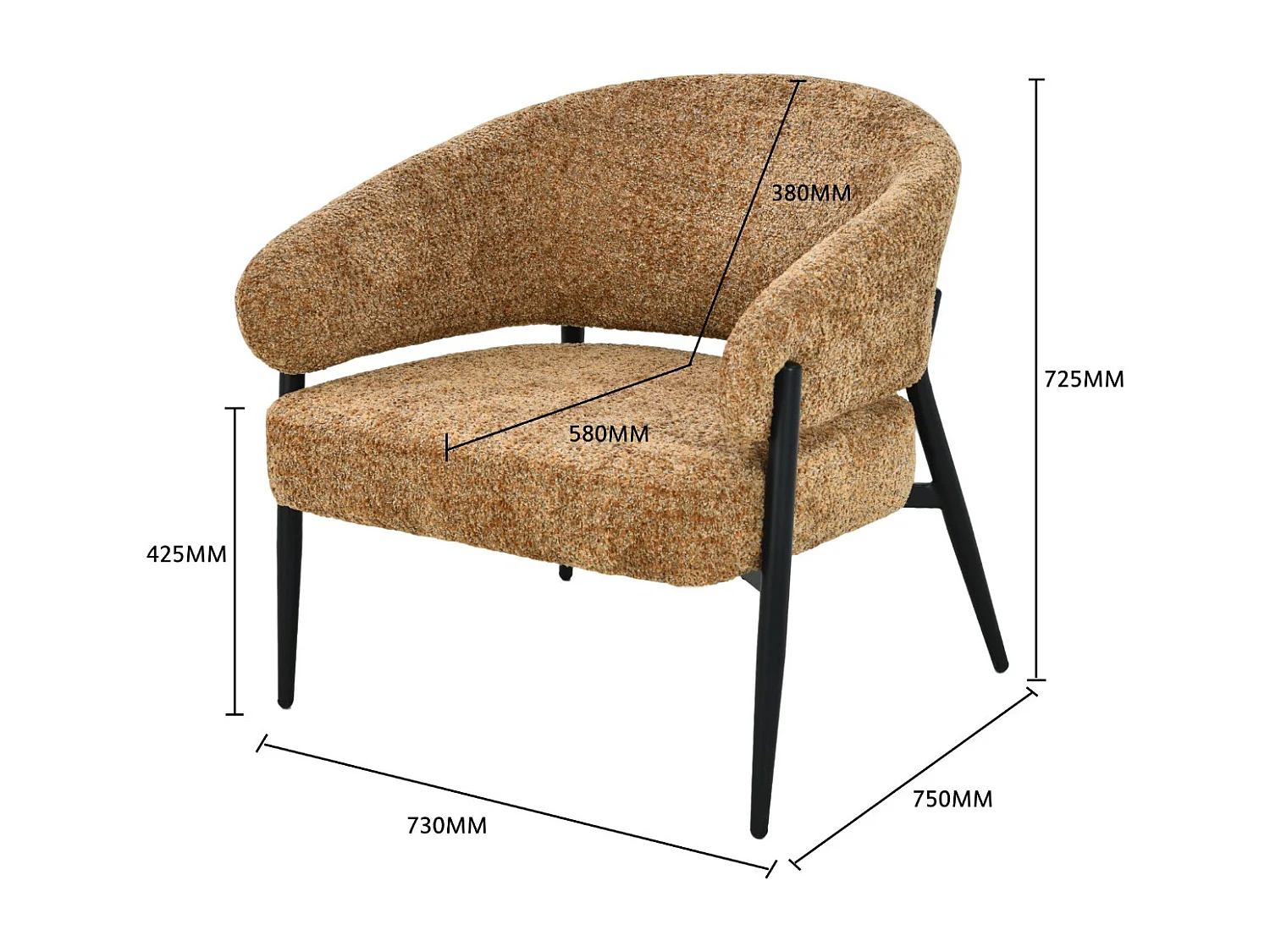 Fauteuil Dilan Venga Cognac - 72.5x73x75cm