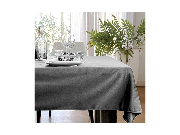 Mantel de terciopelo - 145x250cm - Gris Chateau