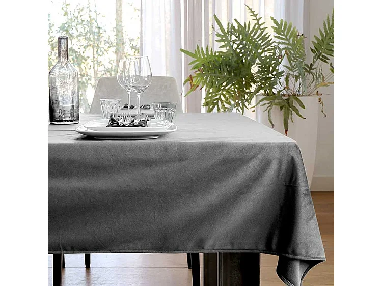 Nappe en velours - 145x250cm - Gris Château