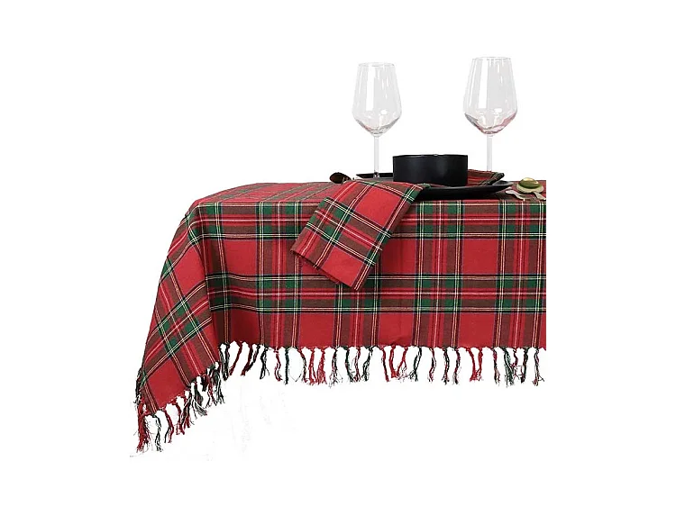 Weihnachts-Tartan-Tischdecke – 150 x 250 cm – Rot