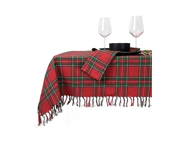 Tischdecke Xmas Tartan Rot - 150x200cm