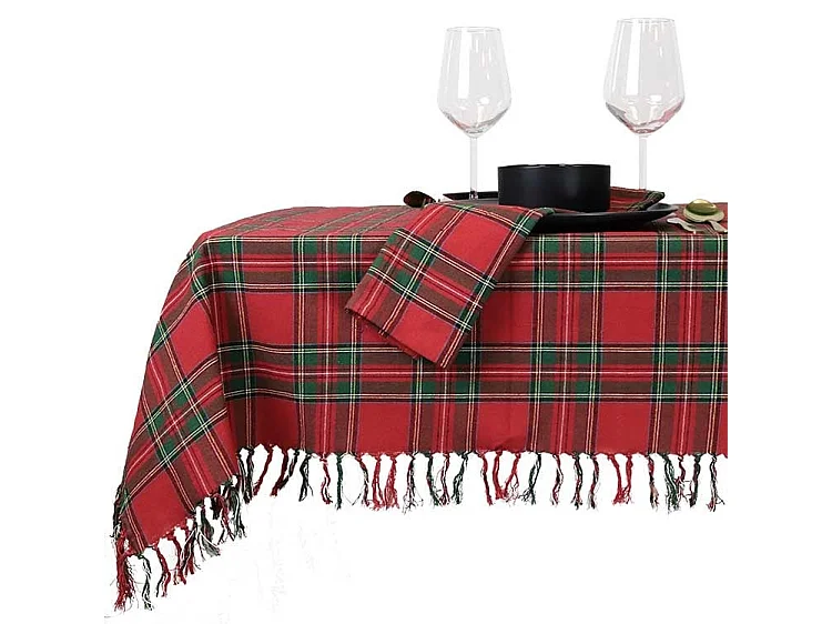 Nappe de Noël Tartan Rouge - 150x200cm