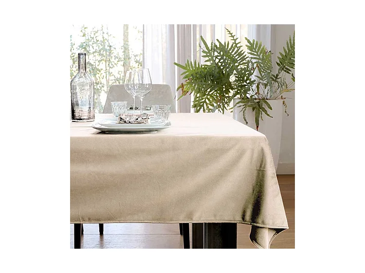 Nappe en velours - 145x250cm - Blanc tourterelle