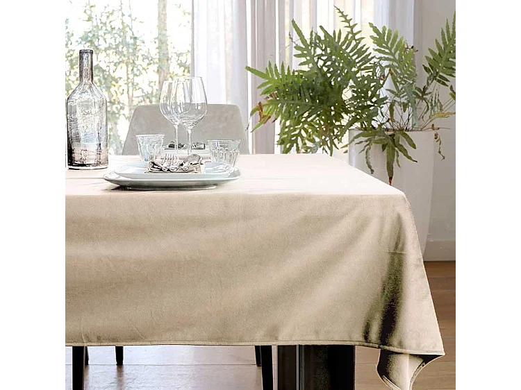 Nappe en velours - 145x250cm - Blanc tourterelle