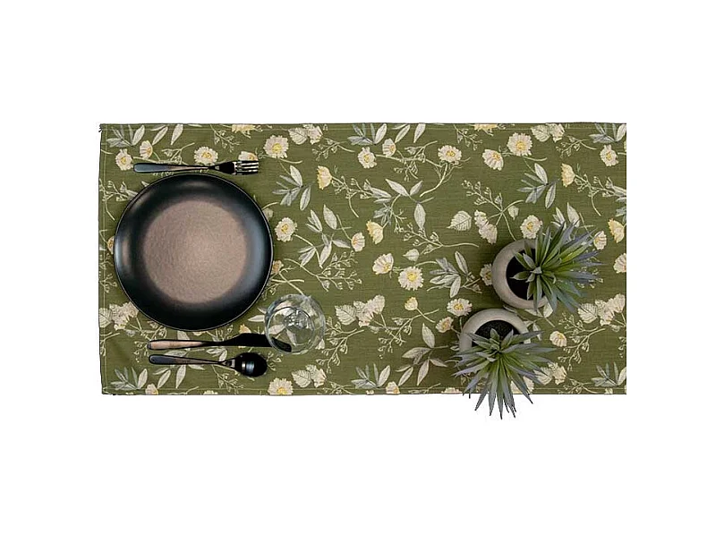 Chemin de table en lin imprimé - 45 x 150 cm - Motif 8