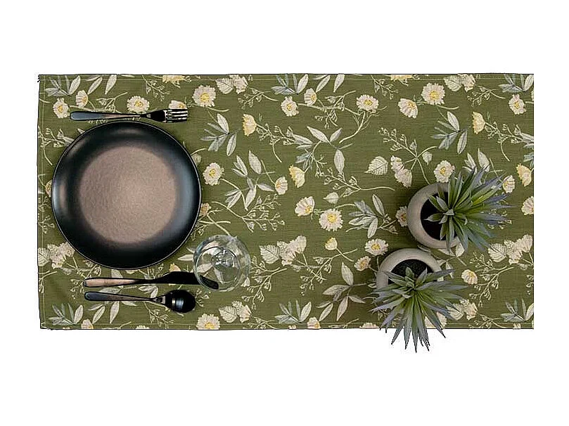 Chemin de table en lin imprimé - 45 x 150 cm - Motif 8