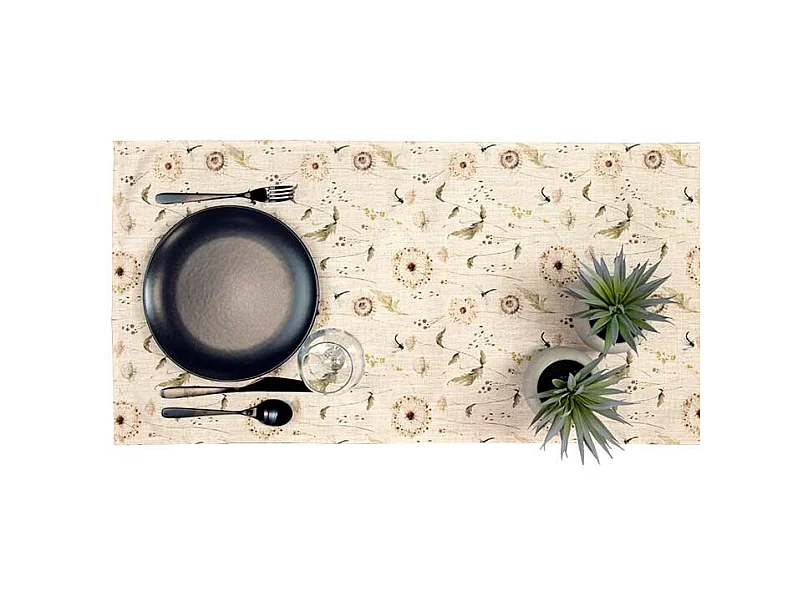 Camino de mesa estampado de lino - 45 x 150 cm - Diseño 9