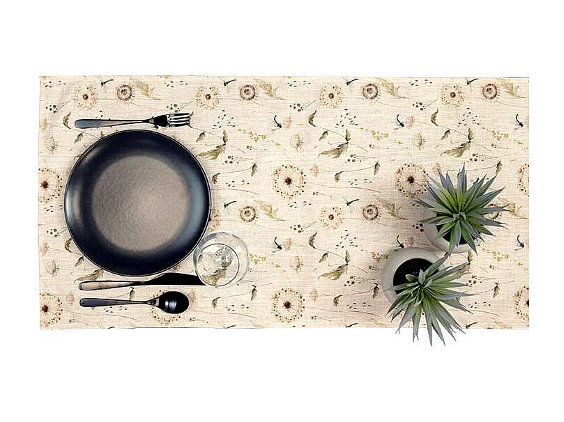 Chemin de table en lin imprimé - 45 x 150 cm - Motif 9