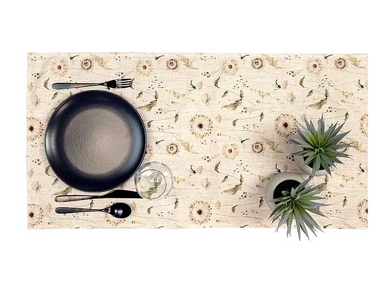 Chemin de table en lin imprimé - 45 x 150 cm - Motif 9
