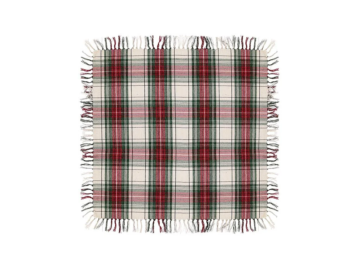 Nappe de Noël à carreaux écossais - 90x90cm - Blanc
