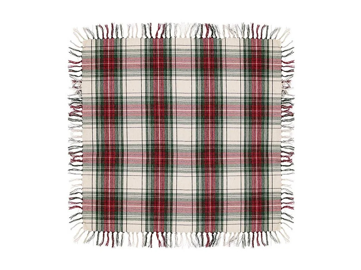 Nappe de Noël à carreaux écossais - 90x90cm - Blanc