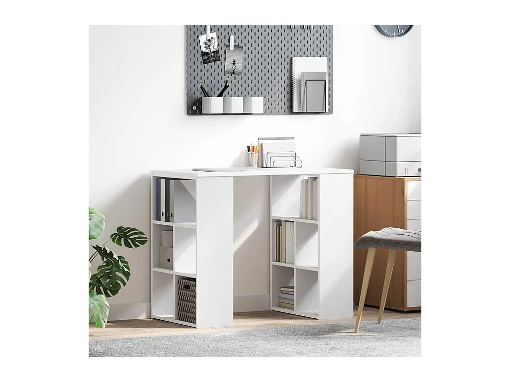 Bureau avec étagère Blanc 90 x 50 x 75 cm Bois d'ingénierie