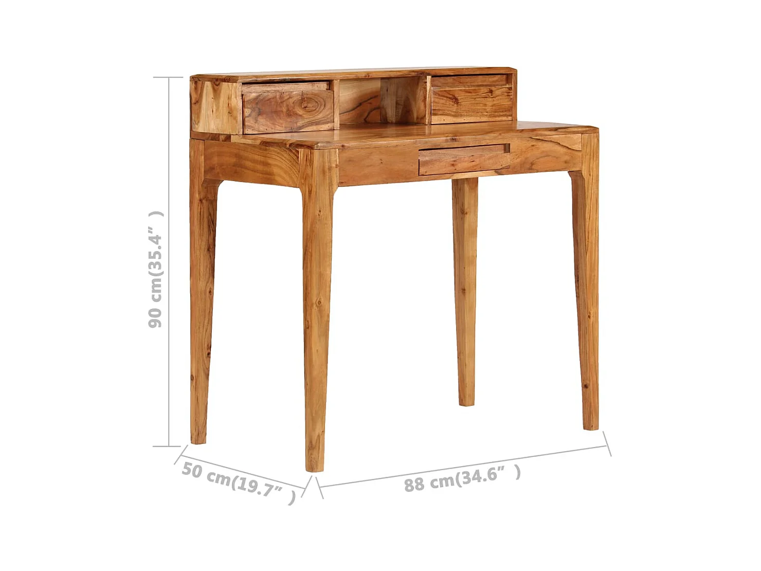 Bureau avec tiroirs Bois massif 88 x 50 x 90 cm