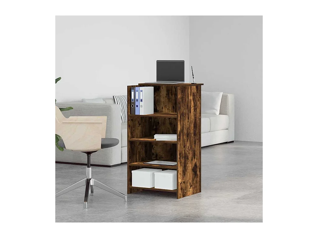 Bureau de réception chêne fumé 55x50x103,5 cm bois d'ingénierie