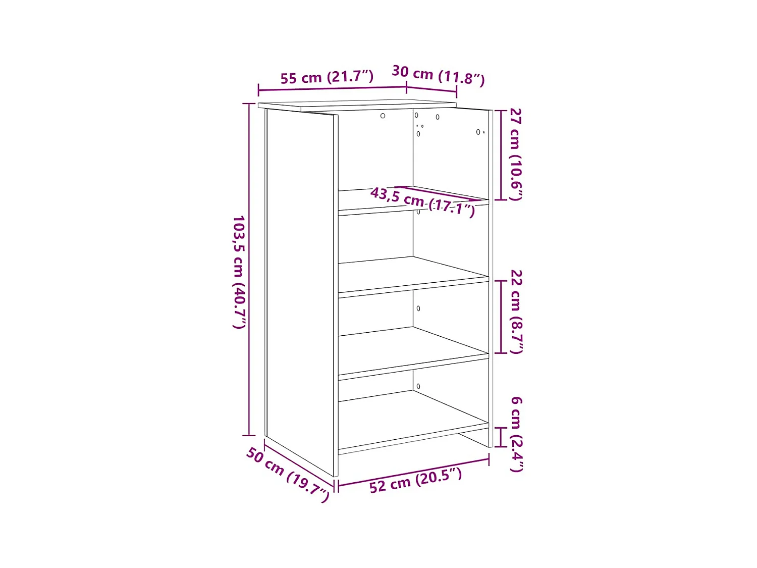 Bureau de réception chêne fumé 55x50x103,5 cm bois d'ingénierie
